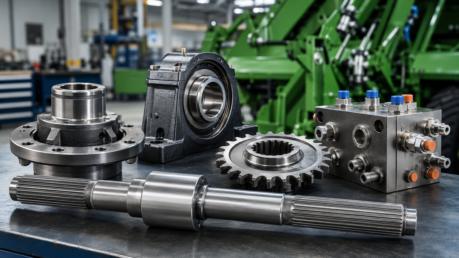 Machined components for agricultural machinery
