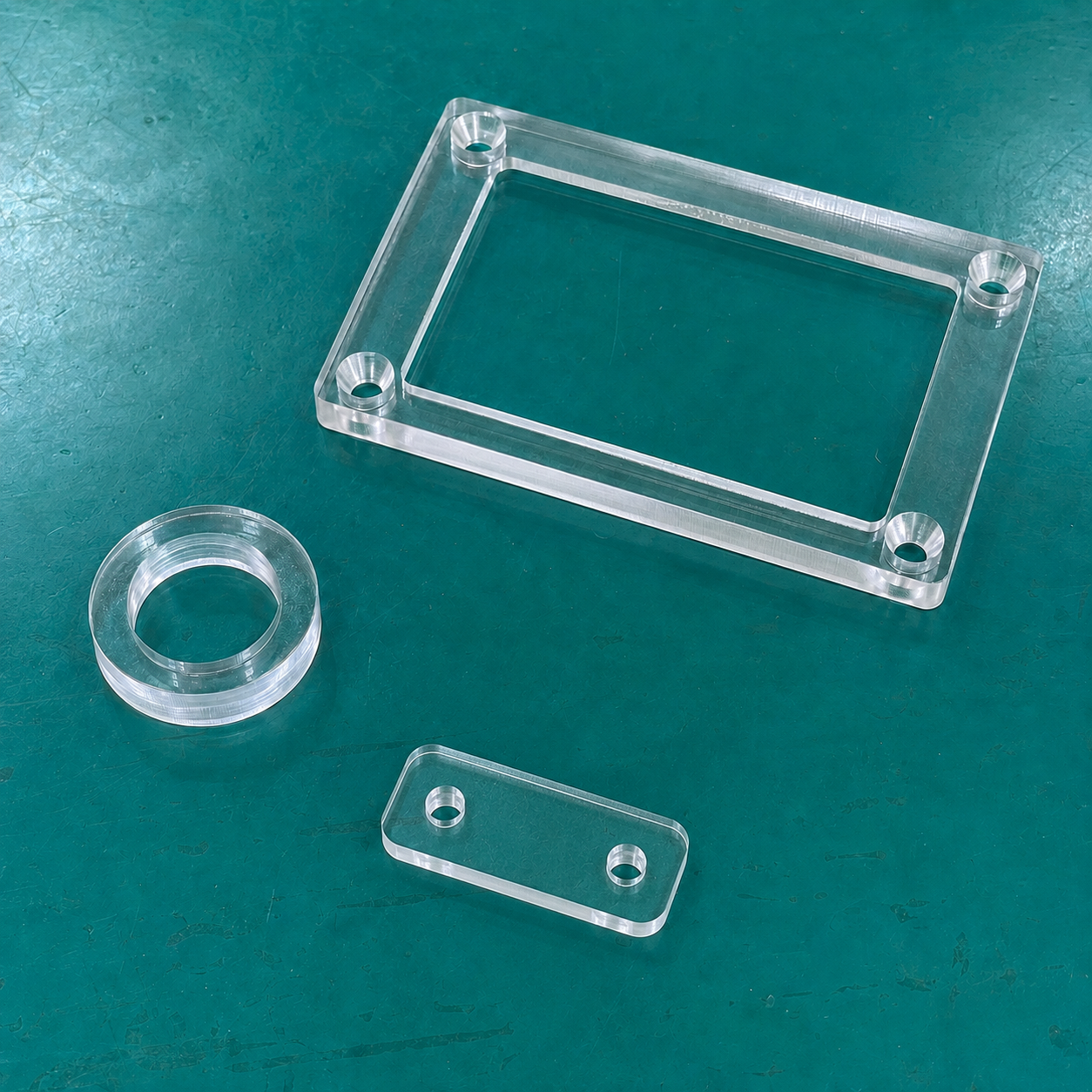 Transparent PMMA acrylic components produced by CNC milling