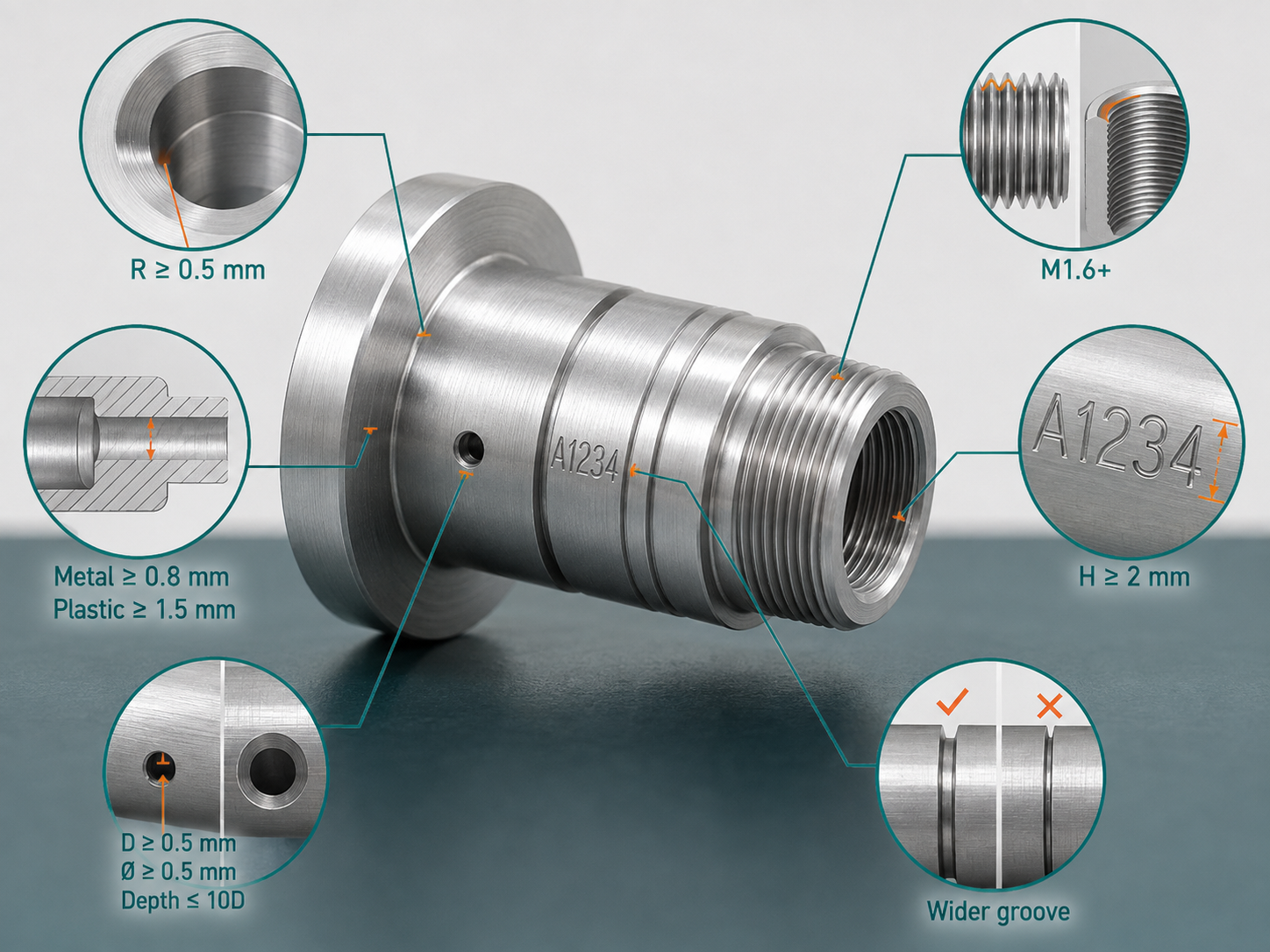 CNC turning design guidelines for radius threads walls holes and grooves